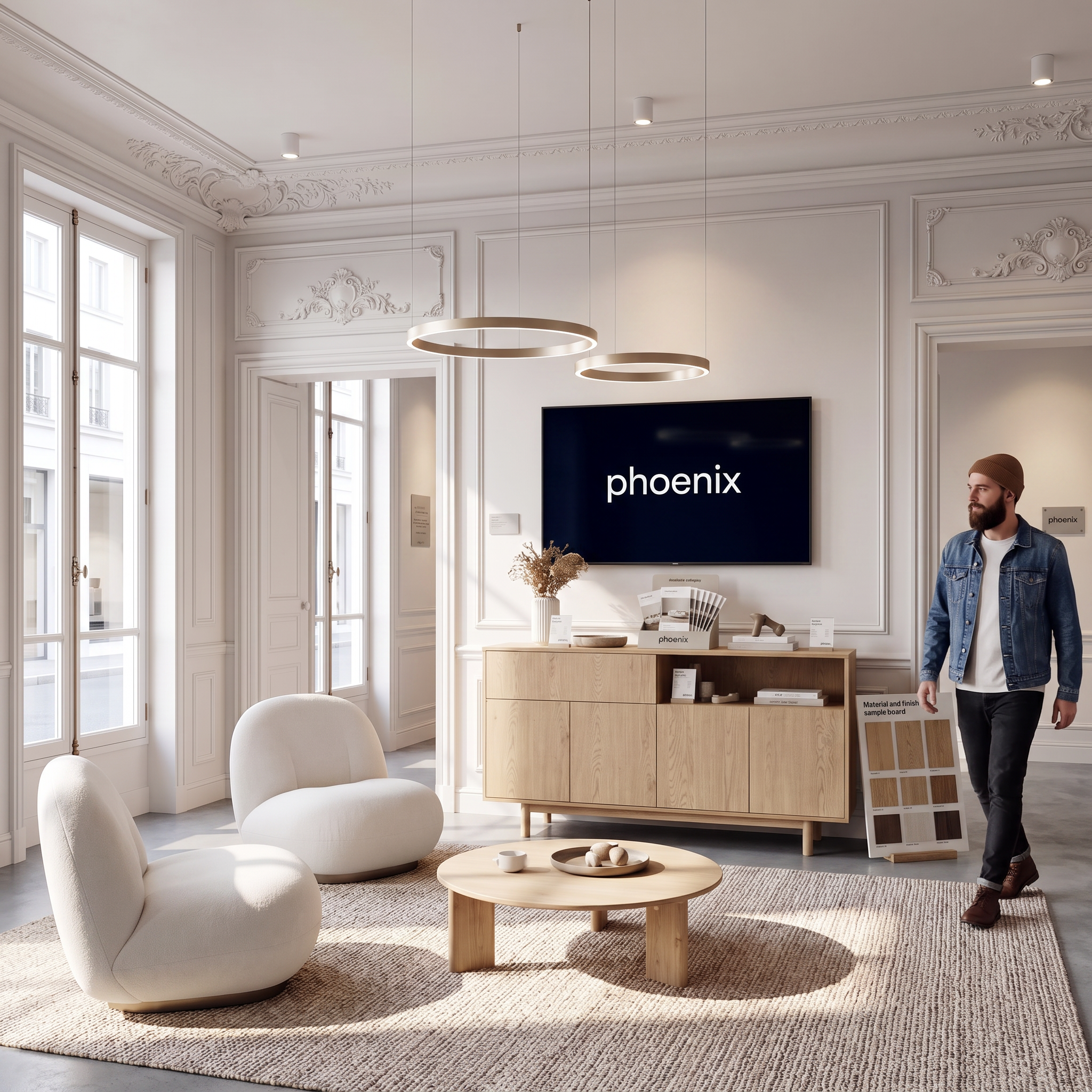 Phoenix Ladeninszenierung mit POS-Material, Prospekten und LED-Display mit Phoenix Logo